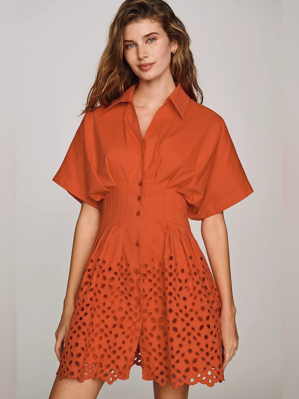 Anthropologie Tobie Eyelet Mini Shirtdress by Exquise